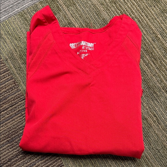 Grey's Anatomy Red V-Neck Active Scrub Top - Picture 3 of 3